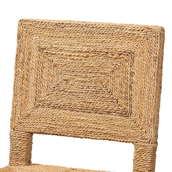 Bali & Pari Anfield Modern Bohemian Natural Seagrass and Mahogany Wood Counter Stool - 243-13486-ZORO