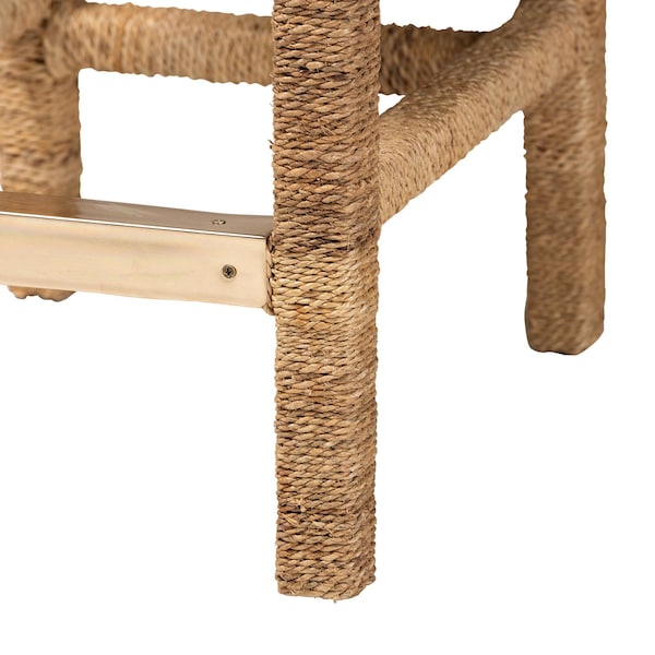 Bali & Pari Anfield Modern Bohemian Natural Seagrass and Mahogany Wood Counter Stool - 243-13486-ZORO