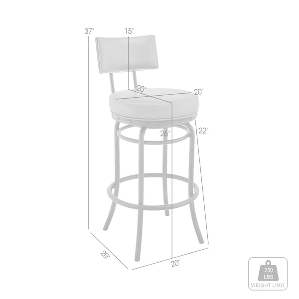 Armen Living Rees Swivel Counter or Bar Stool in Black Finish with Gray Faux Leather - 840254333628