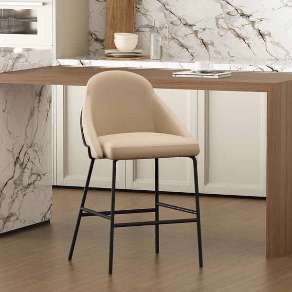 Manhattan Comfort Gracie Counter Stool  in Tan and Black - CS019-BTN
