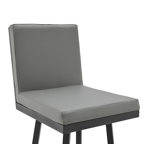 Armen Living Gem Swivel Modern Black Metal and Gray Faux Leather Bar and Counter Stool - LCGEBABLGR30