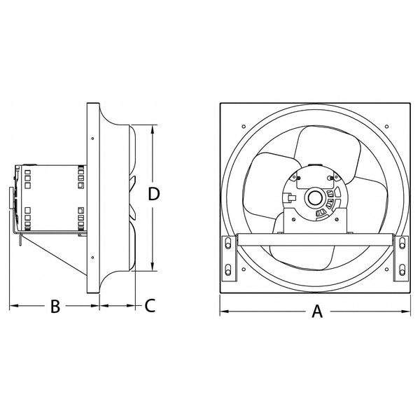 Dayton Exhaust/Supply Fan, 18 In, 3 Phase - 10E030