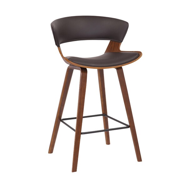 Armen Living Jagger Modern 26" Wood and Black Faux Leather Counter Height Barstool - LCJGBAWABR26