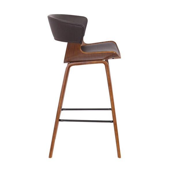 Armen Living Jagger Modern 26" Wood and Black Faux Leather Counter Height Barstool - LCJGBAWABR26