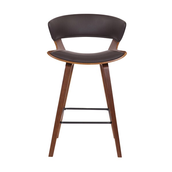 Armen Living Jagger Modern 26" Wood and Black Faux Leather Counter Height Barstool - LCJGBAWABR26