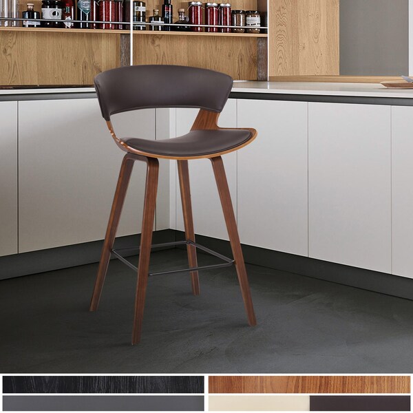 Armen Living Jagger Modern 26" Wood and Black Faux Leather Counter Height Barstool - LCJGBAWABR26