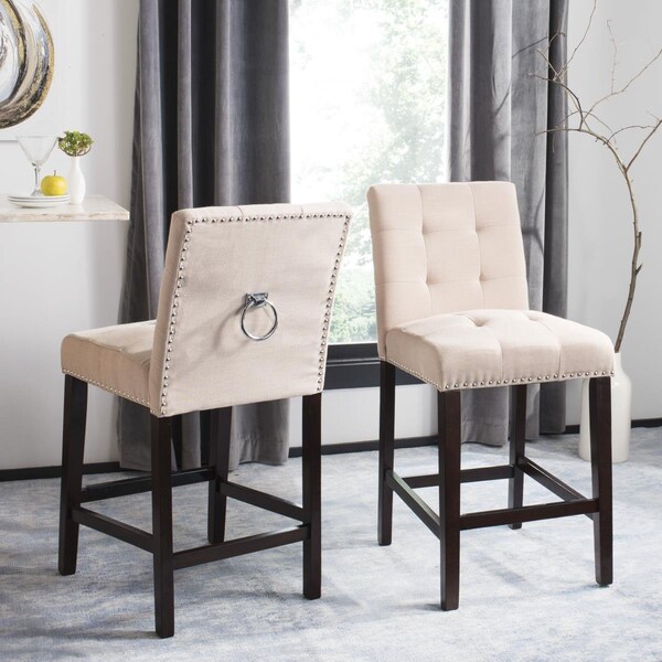 Safavieh Nikita Counter Stool - Beige & Espresso - 19 x 23.25 x 40 in. - Set of 2 - BST6303C-SET2