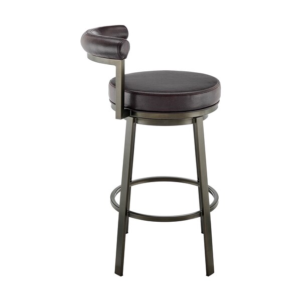 Armen Living Neura Swivel Counter or Bar Stool in Mocha Finish with Brown Faux Leather - 840254333512