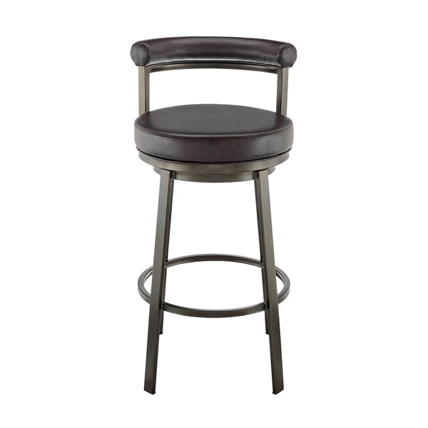 Armen Living Neura Swivel Counter or Bar Stool in Mocha Finish with Brown Faux Leather - 840254333512