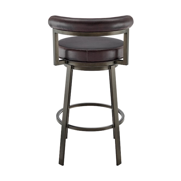 Armen Living Neura Swivel Counter or Bar Stool in Mocha Finish with Brown Faux Leather - 840254333512