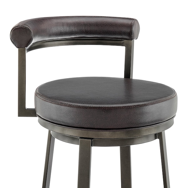 Armen Living Neura Swivel Counter or Bar Stool in Mocha Finish with Brown Faux Leather - 840254333512