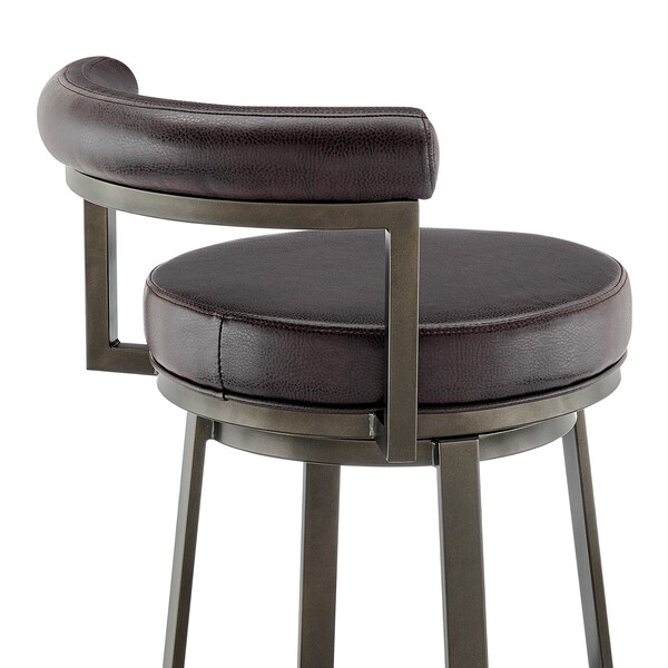 Armen Living Neura Swivel Counter or Bar Stool in Mocha Finish with Brown Faux Leather - 840254333512