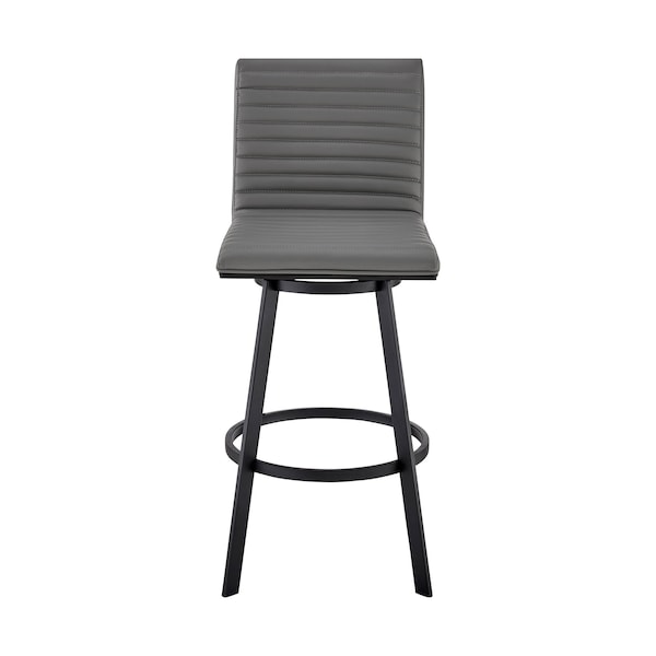Armen Living Jermaine 26" Counter Height Swivel Bar Stool in Matt Black Finish with Gray Faux Leather - 721535762002