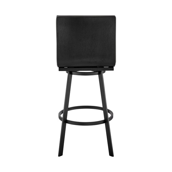 Armen Living Jermaine 26" Counter Height Swivel Bar Stool in Matt Black Finish with Gray Faux Leather - 721535762002