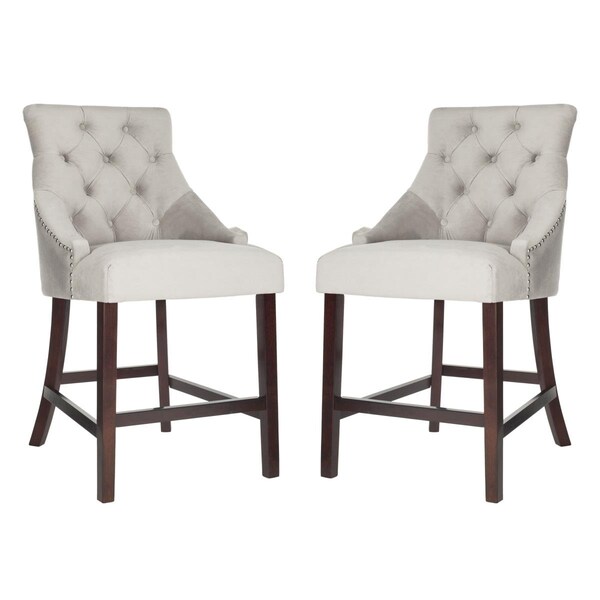 Safavieh Eleni Tufted Counterstool - Grey - 22.5 x 25 x 41 in. - Set of 2 - BST6305B-SET2