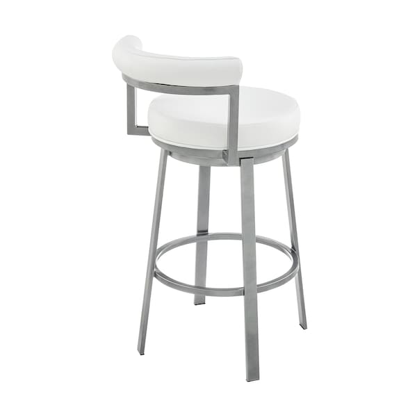 Armen Living Neura Swivel Counter or Bar Stool in Cloud Finish with White Faux Leather - 840254333529