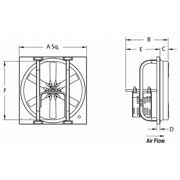 Dayton Exh Fan 30 In, Less Drive Pkg, Std Duty - 1WDC1