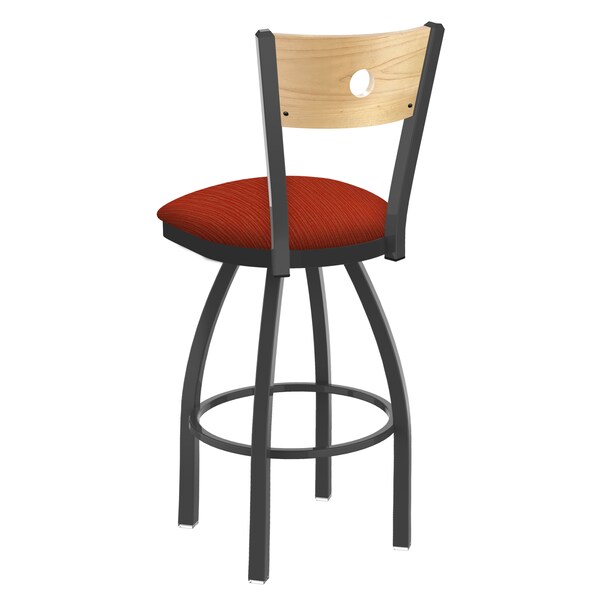 Holland Bar Stool Co 25" Swivel Counter Stool, Pewter Finish, Nat Back, Graph Poppy Seat - 83025PWNATMPLB021