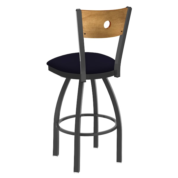 Holland Bar Stool Co 25" Swivel Counter Stool, Pewter Finish, Med Back, Canter Twilight Seat - 83025PWMEDMPLB002