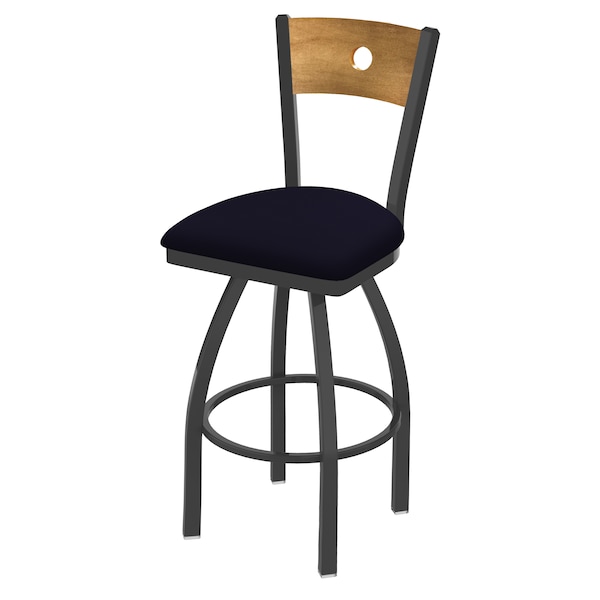 Holland Bar Stool Co 25" Swivel Counter Stool, Pewter Finish, Med Back, Canter Twilight Seat - 83025PWMEDMPLB002