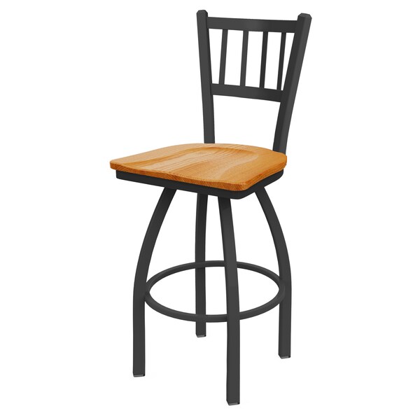 Holland Bar Stool Co 25" Swivel Counter Stool, Pewter Finish, Med Oak Seat - 81025PWMEDOAK