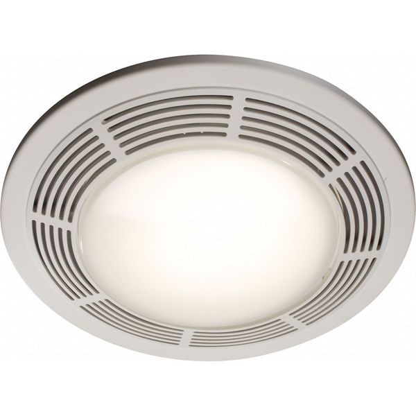 Broan Ceiling Bathroom Fan, 100 cfm cfm, 4 in Duct Dia., 120V AC, With Light - 750