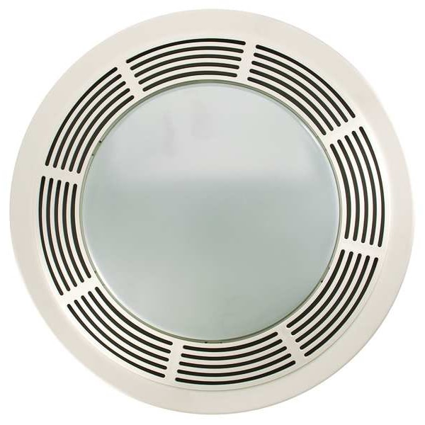 Broan Ceiling Bathroom Fan, 100 cfm cfm, 4 in Duct Dia., 120V AC, With Light - 750