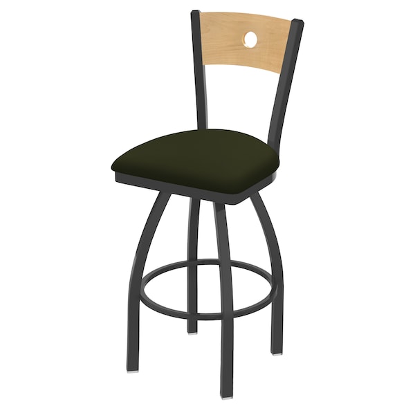 Holland Bar Stool Co 25" Swivel Counter Stool, Pewter Finish, Nat Back, Canter Pine Seat - 83025PWNATMPLB010
