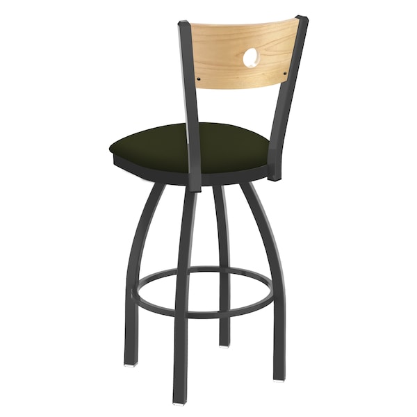 Holland Bar Stool Co 25" Swivel Counter Stool, Pewter Finish, Nat Back, Canter Pine Seat - 83025PWNATMPLB010