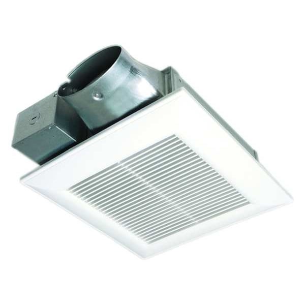 Panasonic Ceiling or Wall Bathroom Fan, 50/100 cfm cfm, 4 in Duct Dia., 120V AC, Without Light - FV-0510VS1