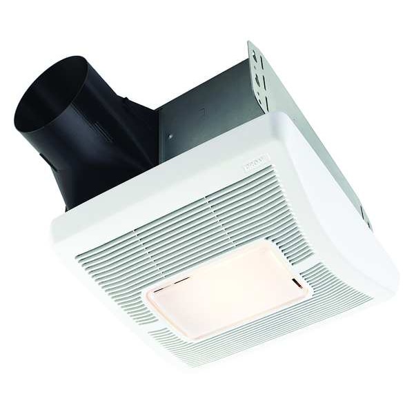 Broan Ceiling Bathroom Fan, 110 cfm cfm, 4 in Duct Dia., 120V AC, With Light - A110L