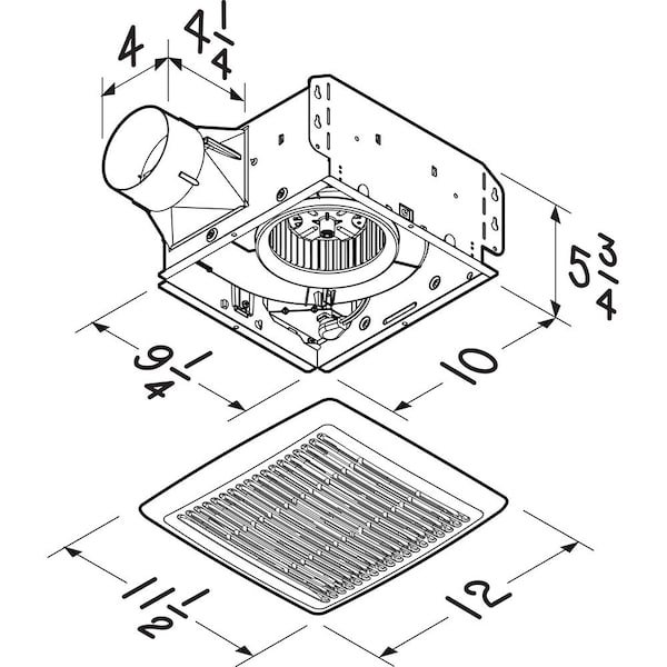 Broan Ceiling Bathroom Fan For 4 in Duct Dia, 80 cfm, 120V AC, 1 Speed, 2 Sones, White - A80