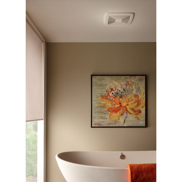 Broan Ceiling Bathroom Fan, 150 cfm cfm, 6 in Duct Dia., 120V AC, Energy Star Certified - QTXE150