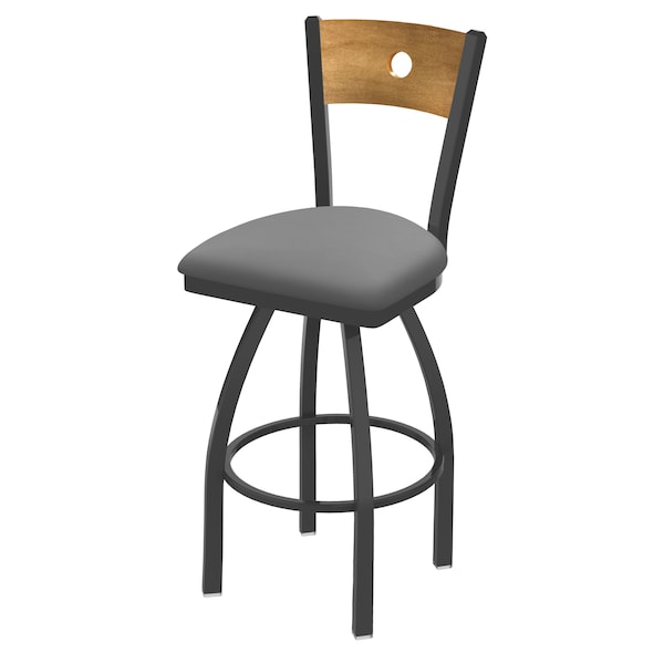 Holland Bar Stool Co 25" Swivel Counter Stool, Pewter Finish, Med Back, Canter Grey Seat - 83025PWMEDMPLB007