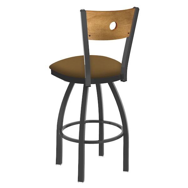 Holland Bar Stool Co 25" Swivel Counter Stool, Pewter Finish, Med Back, Canter Saddle Seat - 83025PWMEDMPLB012