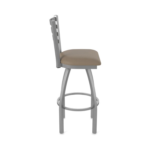 Holland Bar Stool Co OD410 Jackie Stainless Steel 25 Swivel Outdoor Counter Stool with Breeze Farro Seat - OD41025SSOD002