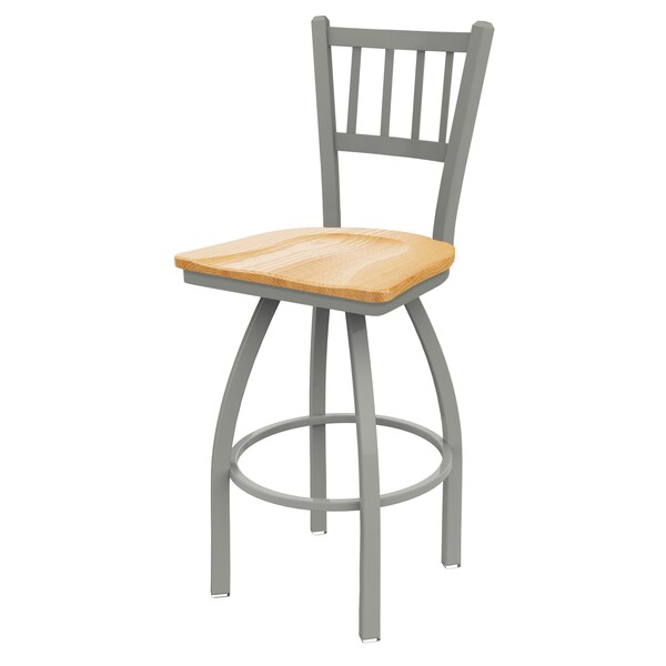 Holland Bar Stool Co 25" Swivel Counter Stool, Nickel Finish, Nat Oak Seat - 82025ANNATOAK