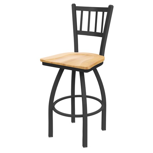 Holland Bar Stool Co 25" Swivel Counter Stool, Pewter Finish, Nat Maple Seat - 81025PWNATMPL