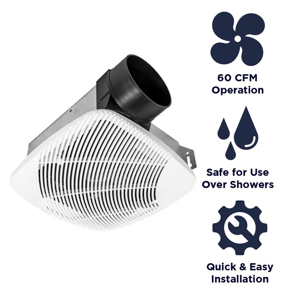 Maxx Air Ceiling, Wall Bathroom Fan, Ventilation Fan, Exhaust Fan, 70 cfm, 4 in. Duct Dia., 120 V, No - NX704