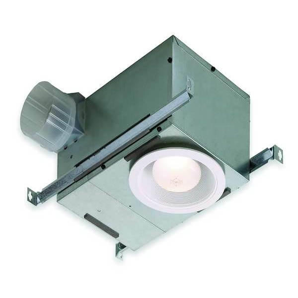 Broan Ceiling Recessed Fan, 70 cfm cfm, 4 in Duct Dia., 120V AC, With Light - 744