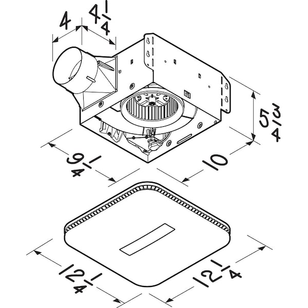 Broan 80 cfm cfm, 4 in Duct Dia., 120V, Yes - AE80LK