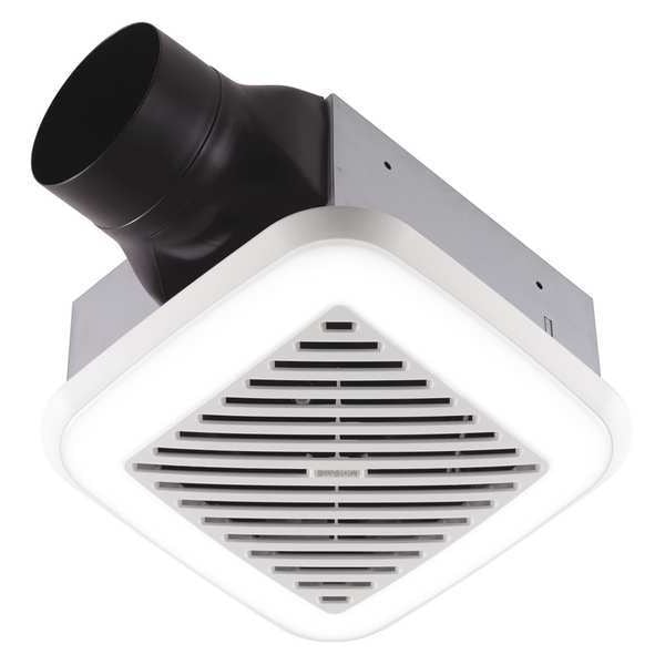Broan Ceiling Bathroom Fan, 110 cfm cfm, 4 in Duct Dia., 120V AC, Energy Star Certified - 791LEDM
