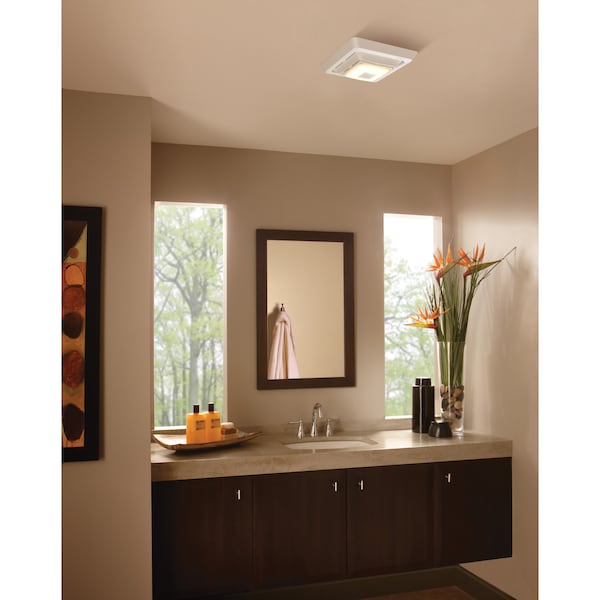 Broan Bathroom Fan, 80 cfm cfm, 4 in Duct Dia., With Light - SPK80L
