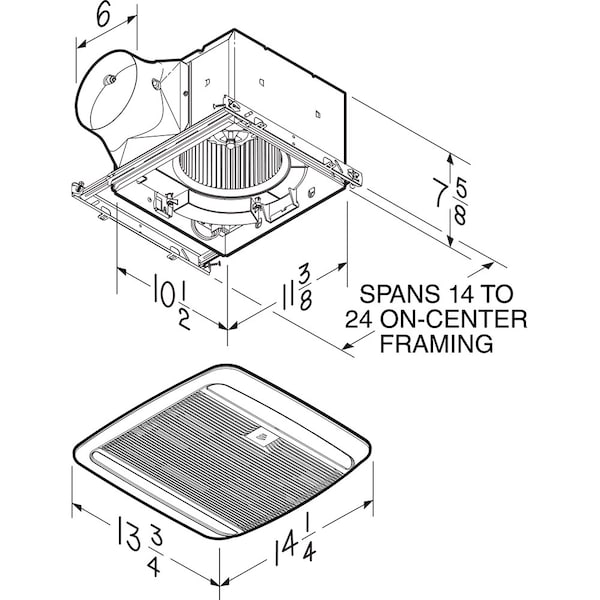 Broan ULTRA GREEN Series 110 CFM Humidity Sensing Multi-Speed Ventilation Fan/LED Light - XB110HL1