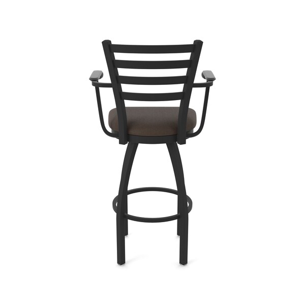 Holland Bar Stool Co Jackie with Arms 25 in. Swivel Counter Stool with Black Wrinkle Finish and Rein Coffee Seat - 415