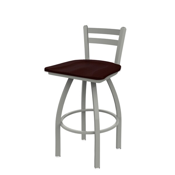 Holland Bar Stool Co 25" Low Back Swivel Counter Stool, Nickel Finish, Dark Cherry Oak Seat - 41125ANDCOAK