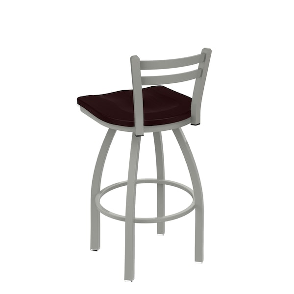 Holland Bar Stool Co 25" Low Back Swivel Counter Stool, Nickel Finish, Dark Cherry Oak Seat - 41125ANDCOAK