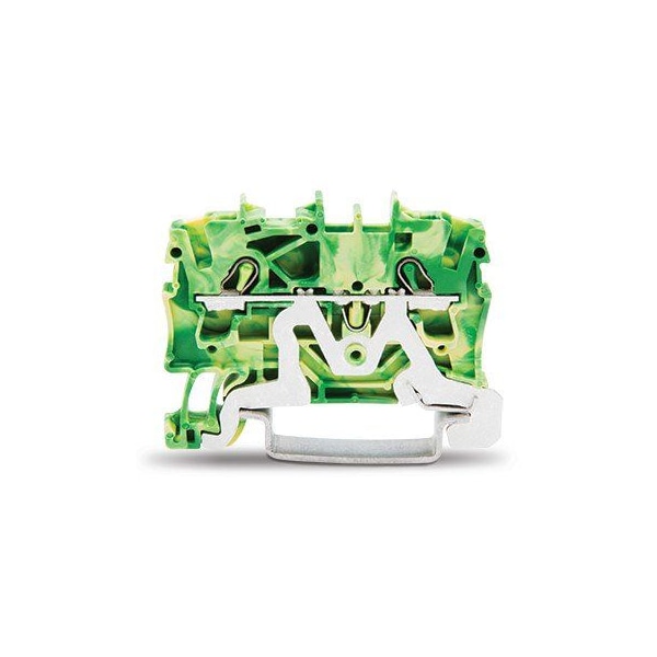 Wago 2-COND GROUND TERMINAL BLOCKS, 22-12 AWG GREEN/YELLOW - 2002-1207