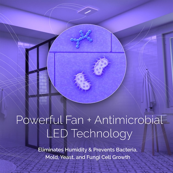 Broan SurfaceShield Vital Vio Exhaust Fan, LED & Antibacterial Light, 110 CFM - AR110LKVV