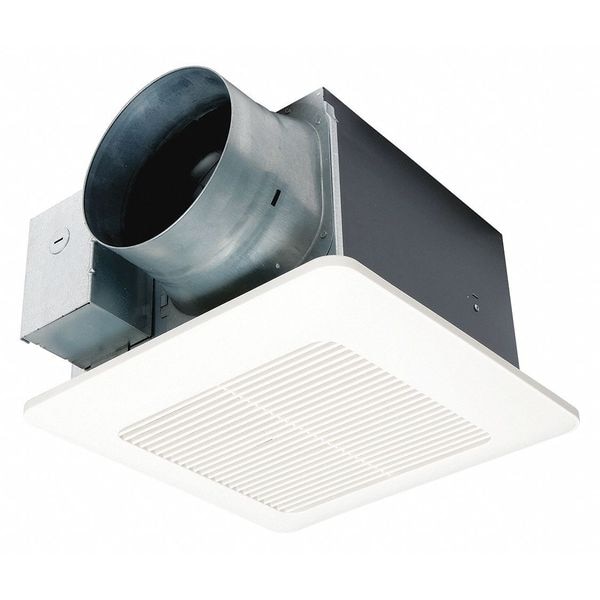 Panasonic Ceiling Bathroom Fan, 110/130/150 cfm cfm, 6 in Duct Dia., 120V AC, Without Light - FV-1115VQ1